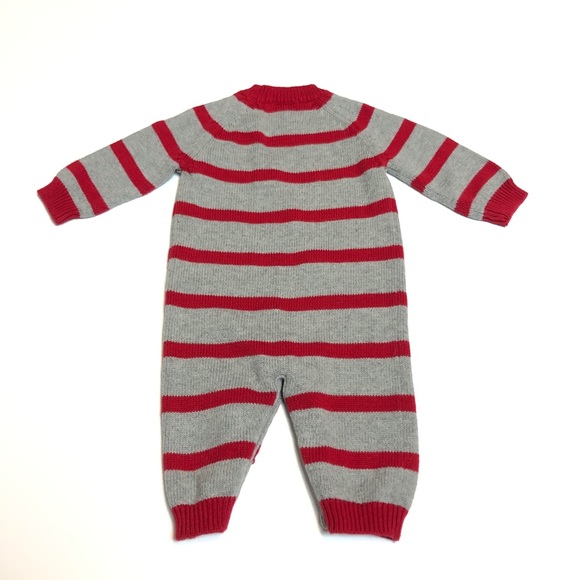 Red & Gray Striped Bodysuit Size 0-3 Month - Picture 6 of 7